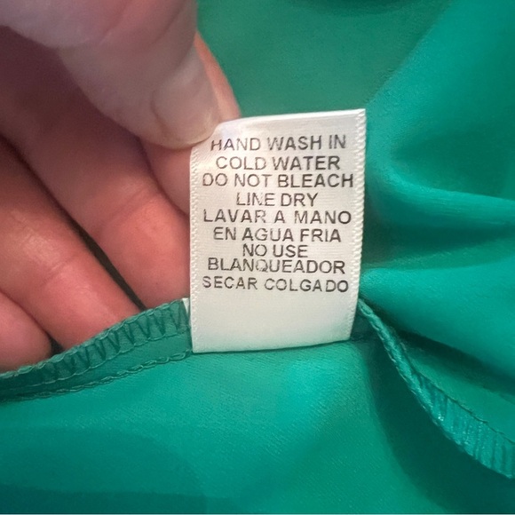 ENTRO Kelly Green Babydoll Style Collared Puff Sleeve Dress Pearl Snap - Picture 10 of 11